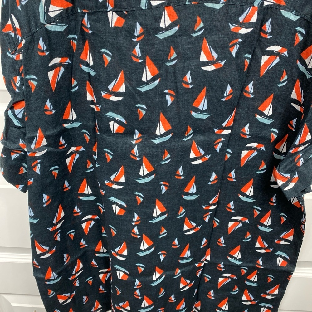 Perry Ellis 100% Linen Button Up Shirt All Over Print Sail Boats Nautical XXL - Picture 7 of 7
